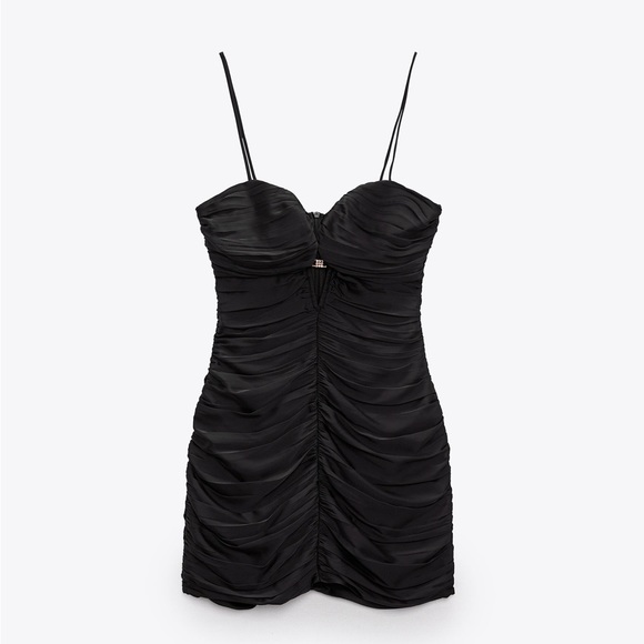 🇺🇸NWT ZARA DRAPED MINI DRESS - Picture 6 of 8